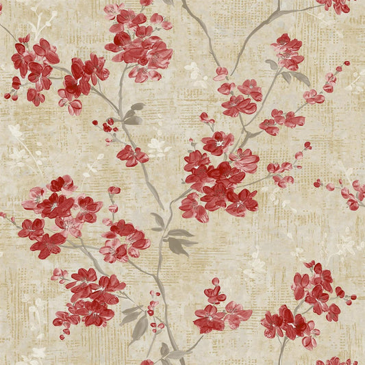 GRANDECO PAUL MONEYPENNY ANETHE BLOSSOM RED WALLPAPER