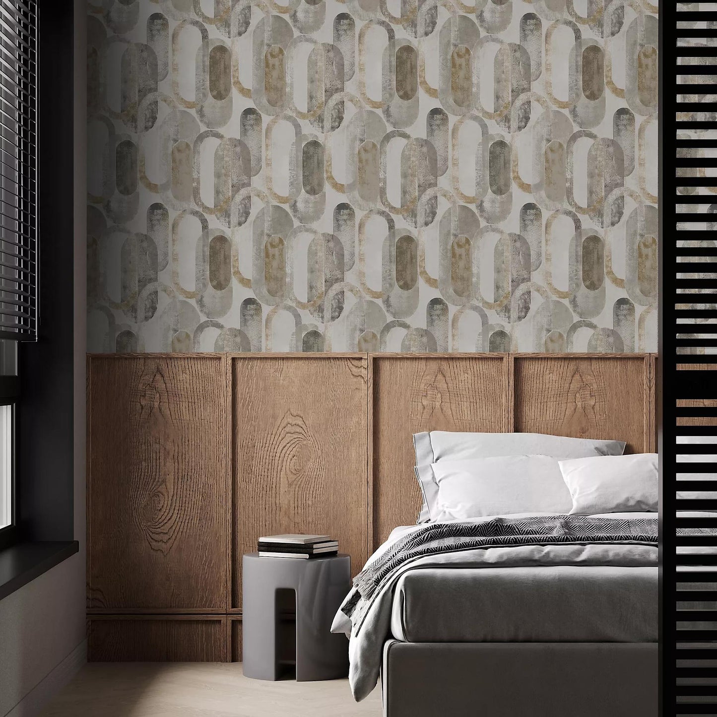 GRAHAM & BROWN SUBLIME OVALS GOLD & GREY WALLPAPER