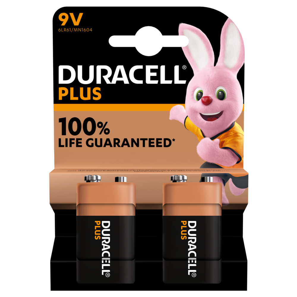 DURACELL PLUS POWER 9V BATTERIES