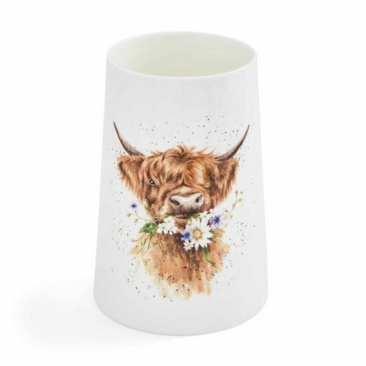 WRENDALE 'DAISY COO' HIGHLAND COW LARGE VASE