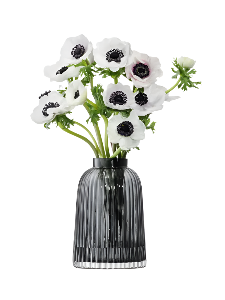 LSA INTERNATIONAL PLEAT GREY VASE 20CM