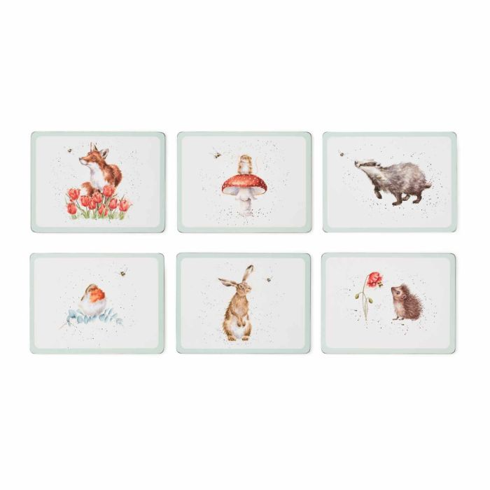 WRENDALE 'THE BEE' WOODLAND ANIMAL PLACEMATS SET OF 6