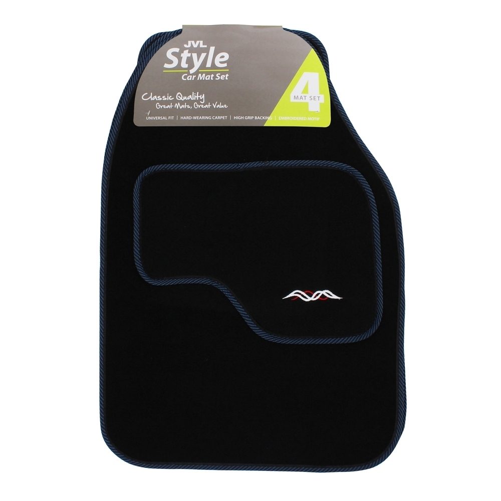 JVL STYLE 4 PIECE CAR MAT SET RED BLUE SILVER