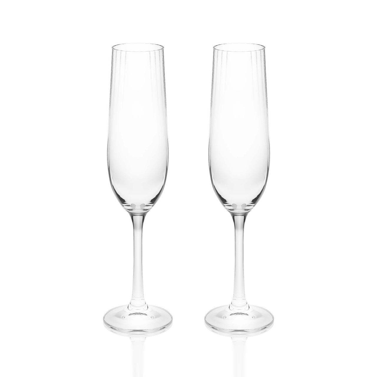 TIPPERARY CRYSTAL RIPPLE CRYSTAL CHAMPAGNE GLASSES SET OF 2