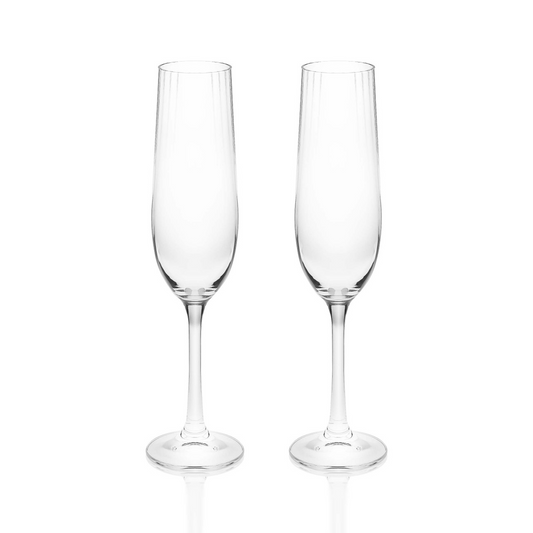 TIPPERARY CRYSTAL RIPPLE CRYSTAL CHAMPAGNE GLASSES SET OF 2