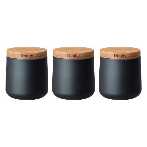 DENBY SET OF 3 BLACK STORAGE CANISTER