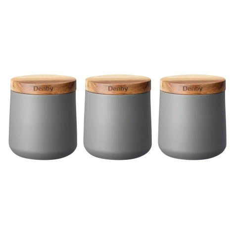 DENBY SET OF 3 GREY STORAGE CANISTER