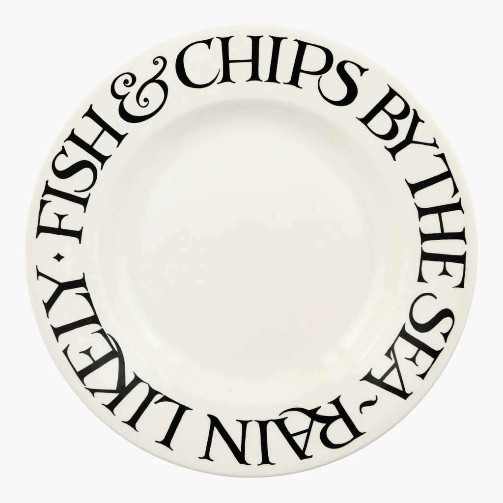 EMMA BRIDGEWATER BLACK TOAST FISH & CHIPS 10 1/2" PLATE