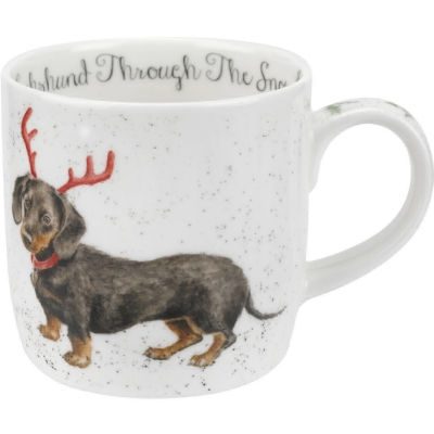 WRENDALE CHRISTMAS MUG RANGE – 300ML – DACHSHUND THROUGH THE SNOW