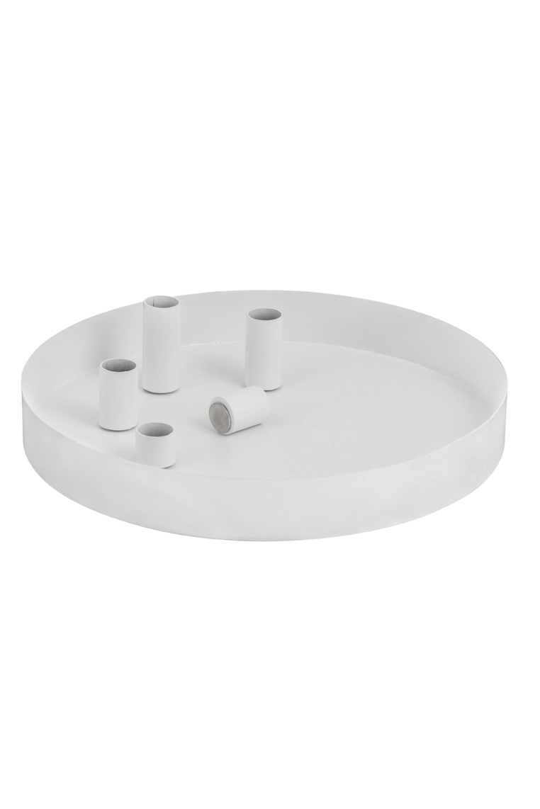 STOREFACTORY SUND-WHITE ROUND CANDLESTICK WITH MAGNETIC CANDLE HOLDERS