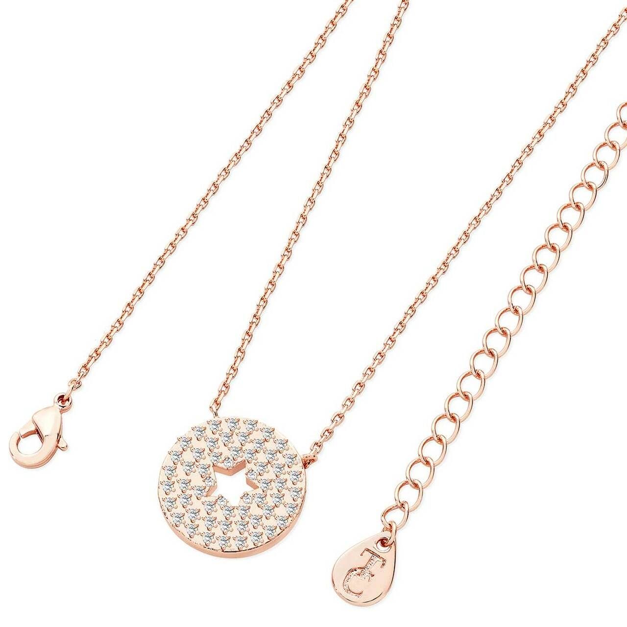 TIPPERARY STAR CUT-OUT ROSE GOLD ROUND PAVE PENDANT