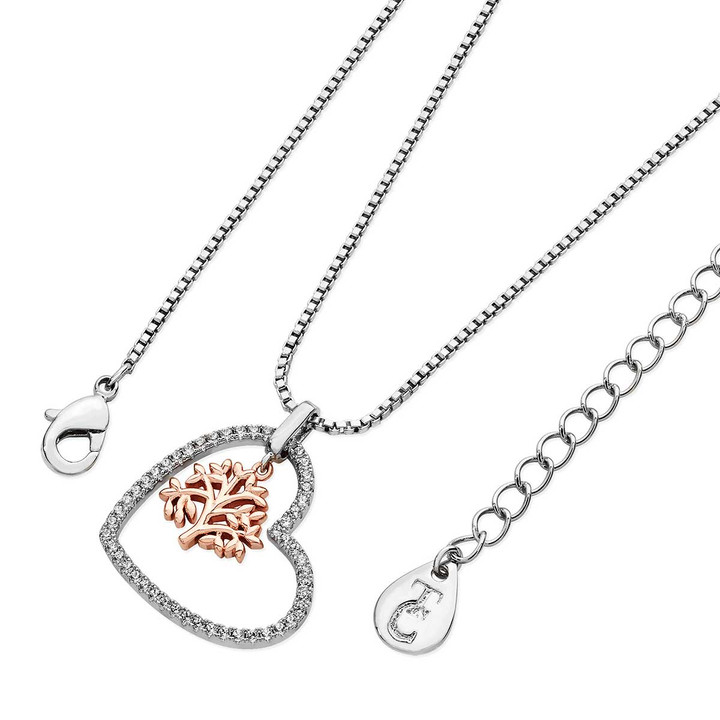 TIPPERARY FLOATING ROSE GOLD TREE OF LIFE HEART PENDANT