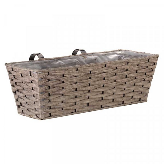 SMART GARDEN 19" FAUX RATTAN PLANTER SOFT GREY