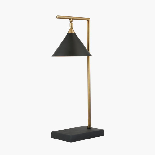 PACIFIC LIFESTYLE ZETA MATT BLACK AND ANTIQUE BRASS TABLE LAMP