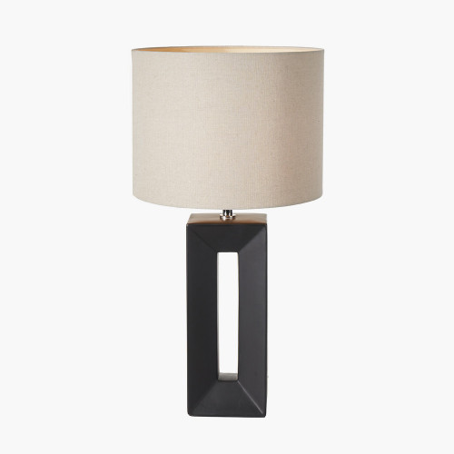 PACIFIC LIFESTYLE BLOCK BLACK CERAMIC TALL TABLE LAMP