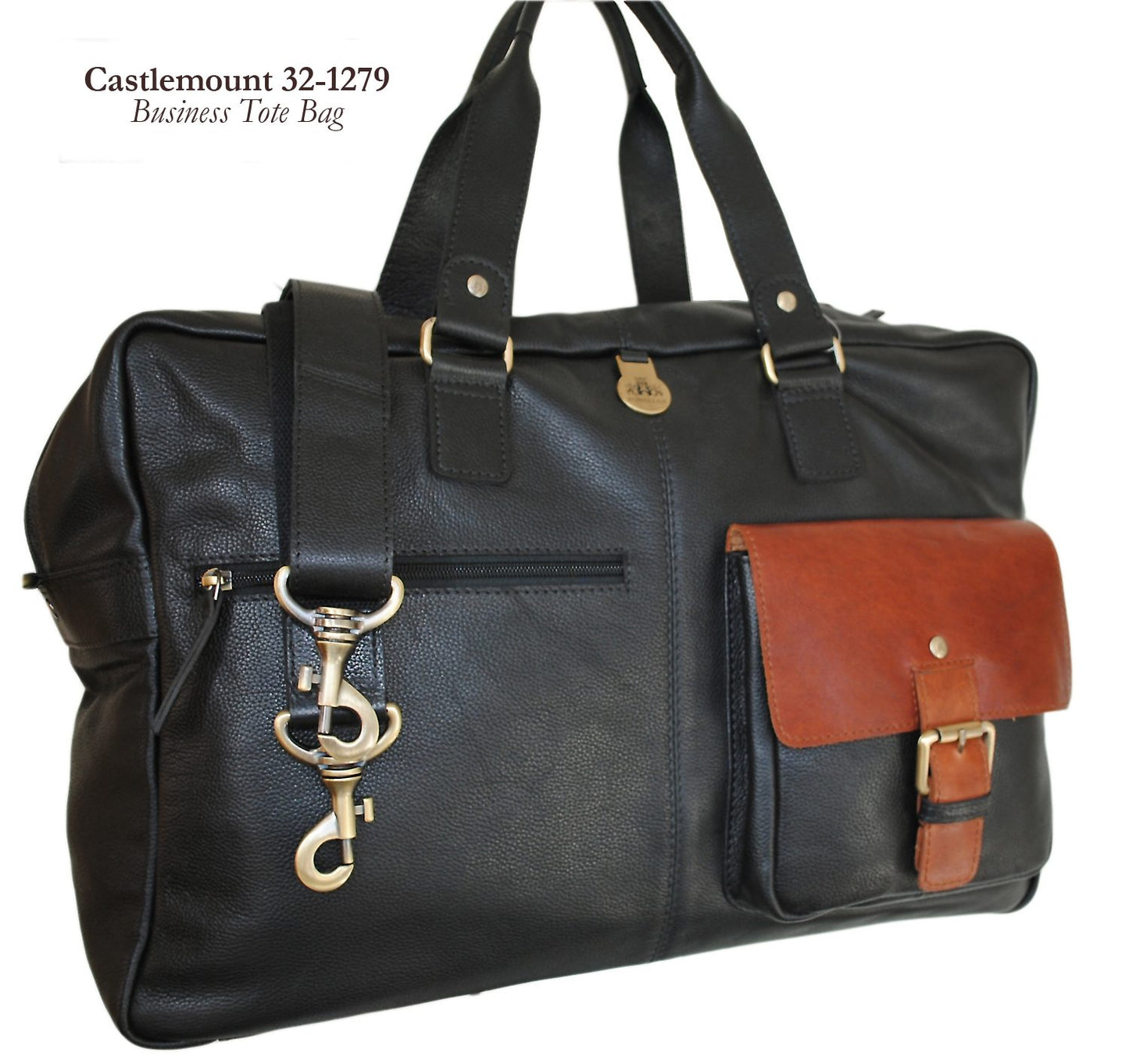 ROWALLAN CASTLEMOUNT BLACK/TAN BUSINESS TOTE BAG