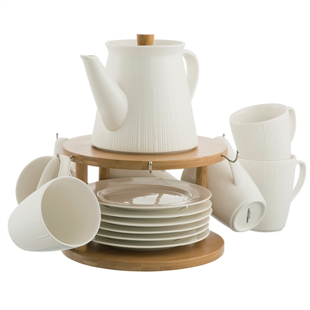 BELLEEK PEKOE 13 PIECE TEA SET & STAND