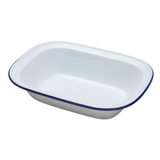 LN OBLONG PIE DISH 16CM ENAMELLED WHITE