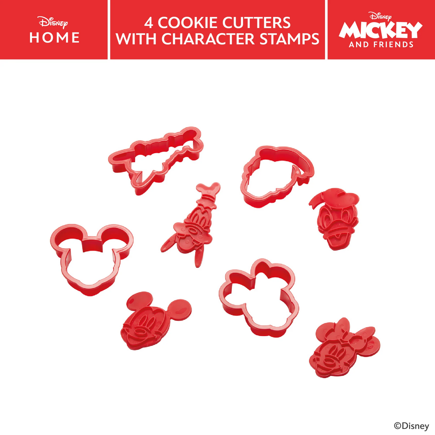 PRESTIGE X DISNEY BAKE WITH MICKEY COOKIE CUTTERS SET 4 PCE