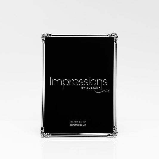 IMPRESSIONS 5*7"-SILVER PLATED PHOTO FRAME WITH DECORATIVE CORNER