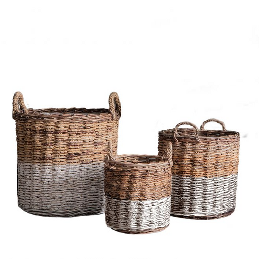 GALLERY RAMON MEDIUM BASKET WHITE AND NATURAL