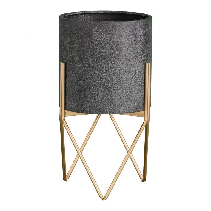 HOVEN METAL PLANTER GREY/GOLD SMALL