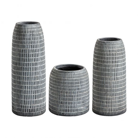 GALLERY CORSICO VASES SET OF 3 GREY