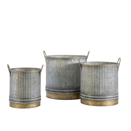 GALLERY SYLVIE PLANTER GREY/GOLD LARGE