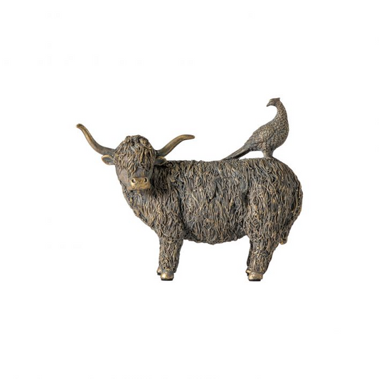 GALLERY HIGHLAND COW & PHEASANT BRONZE / BLACK