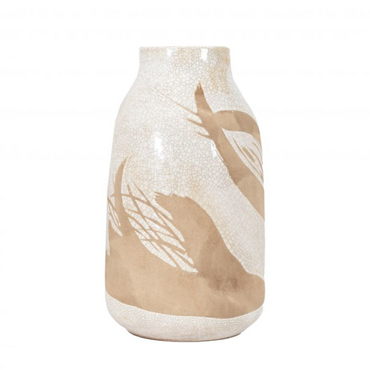 GALLERY GOYA VASE REACTIVE WHITE BROWN LARGE