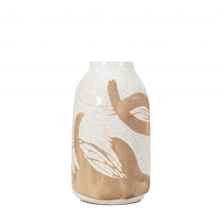 GALLERY GOYA VASE REACTIVE WHITE BROWN SMALL