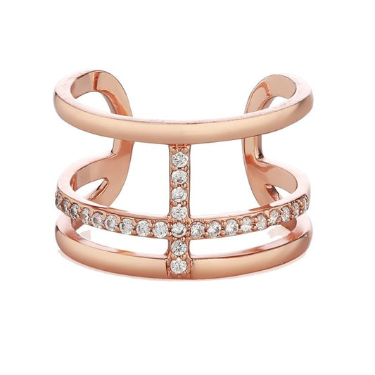 NEWBRIDGE ROSE GOLD PLATED RING CLEAR STONES