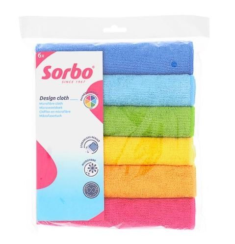 SORBO MICROFIBRE CLOTHS RAINBOW 40x40CM 6PCS