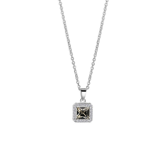 NEWBRIDGE SQUARE PENDANT WITH CLEAR AND BLACK STONE