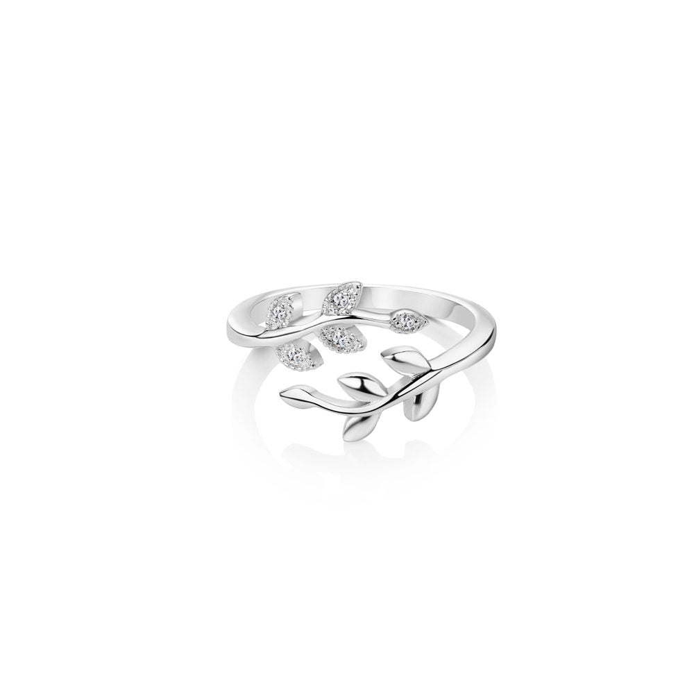 NEWBRIDGE LEAF RING CLEAR STONES