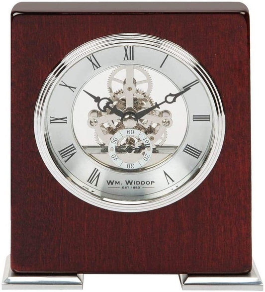 WILLIAM WIDDOP SKELETION MOVEMENT PIANO WOOD MANTEL CLOCK