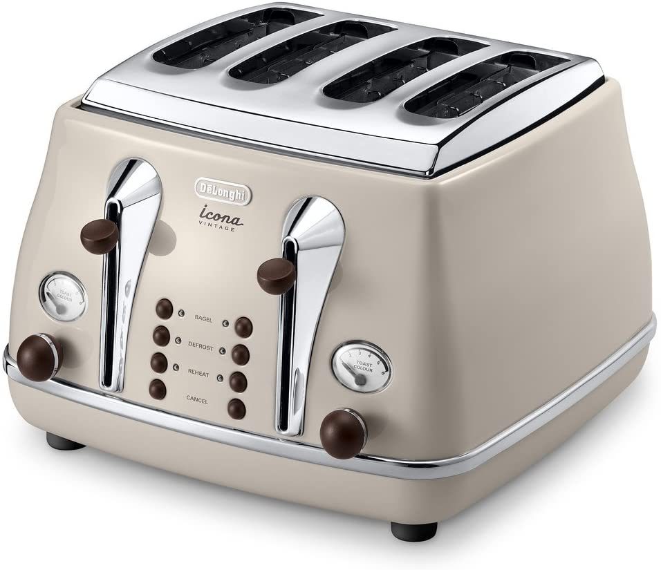 DELONGHI ICONA VINTAGE 4 SLICE TOASTER - CREAM