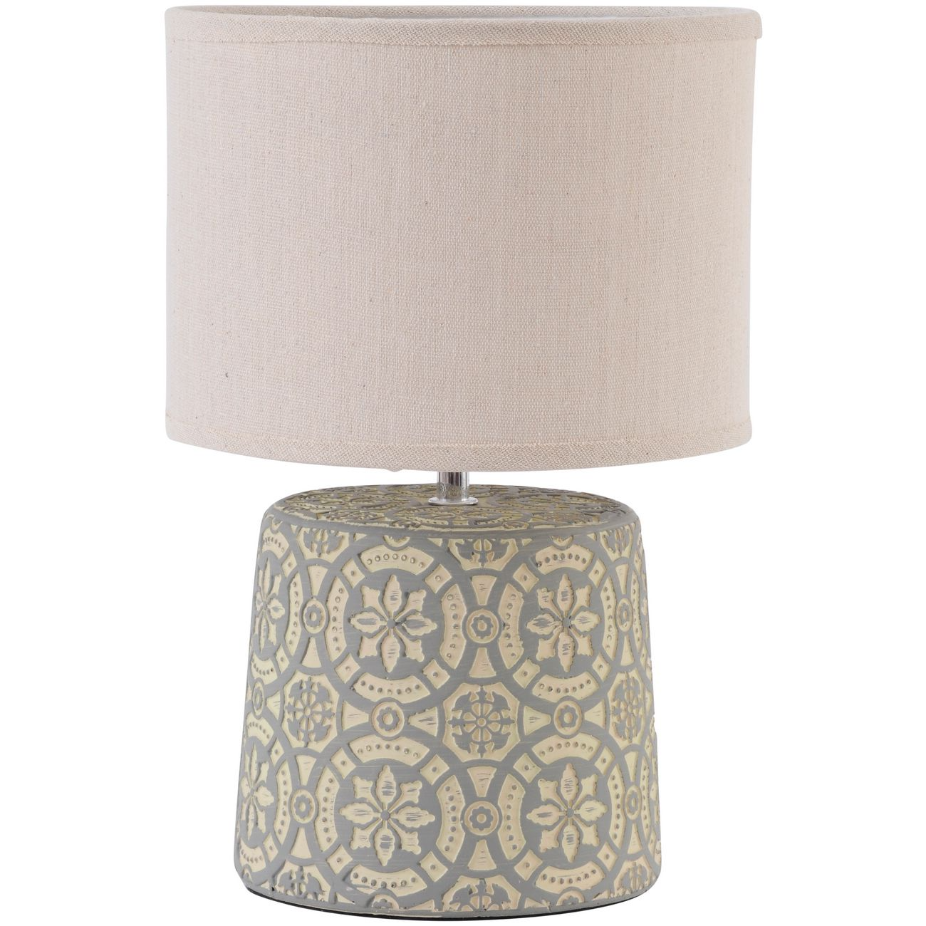 LIBRA VEDDER CREAM CONCRETE LAMP WITH GEOMETRIC PATTERN AND SHADE