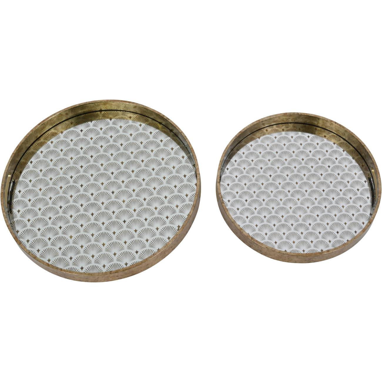 LIBRA DECO SCALLOP ANTIQUE GOLD SET OF 2 TRAYS