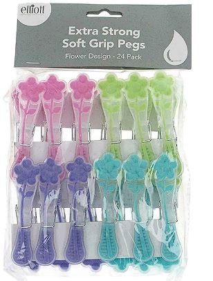 ELLIOTT ASSORTED CLOTHES PEGS 24PC FLOWER DESIGN