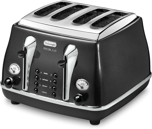 DELONGHI ICONA MICALITE 4 SLICE TOASTER BLACK