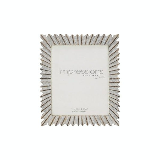 IMPRESSIONS SUNBURST WHITE & GOLD RESIN FRAME 4*6"