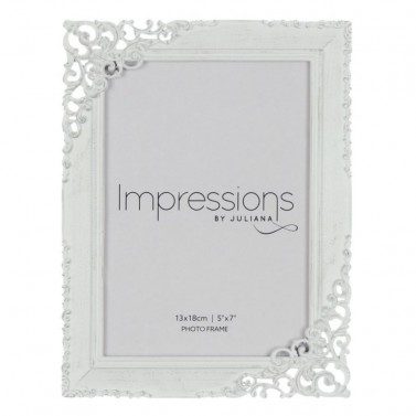 IMPRESSIONS CREAM METAL PHOTO FRAME 5" x 7"