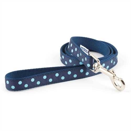 ANCOL VINTAGE NYLON LEAD - BLUE POLKA DOT - 1M*19MM