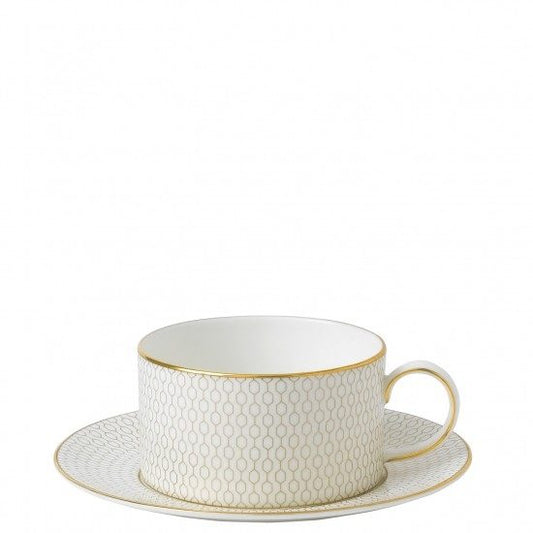 WEDGWOOD GIO GOLD TEA CUP AND SAUCER