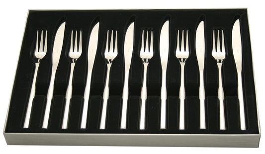 STELLAR ROCHESTER POLISHED 12 PIECE STEAK KNIFE & FORK SET