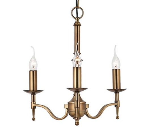 INTERIORS 1900 STANFORD 3 LIGHT PENDANT- ANTIQUE BRASS