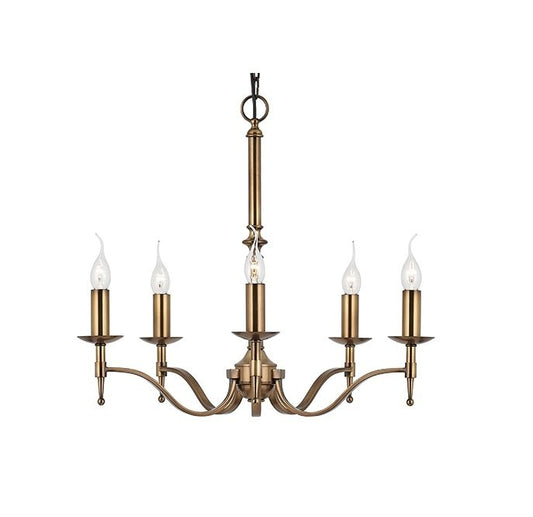 INTERIORS 1900 STANFORD 5 LIGHT PENDANT- ANTIQUE BRASS