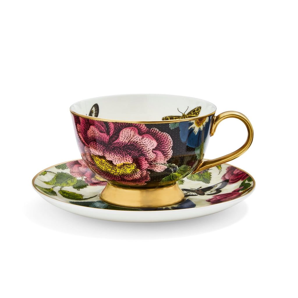 SPODE CREATURES OF CURIOSITY COUPE TEA C&S-BLACK/CREAM