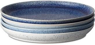 DENBY STUDIO BLUE 4 PIECE COUPE DINNER PLATE SET